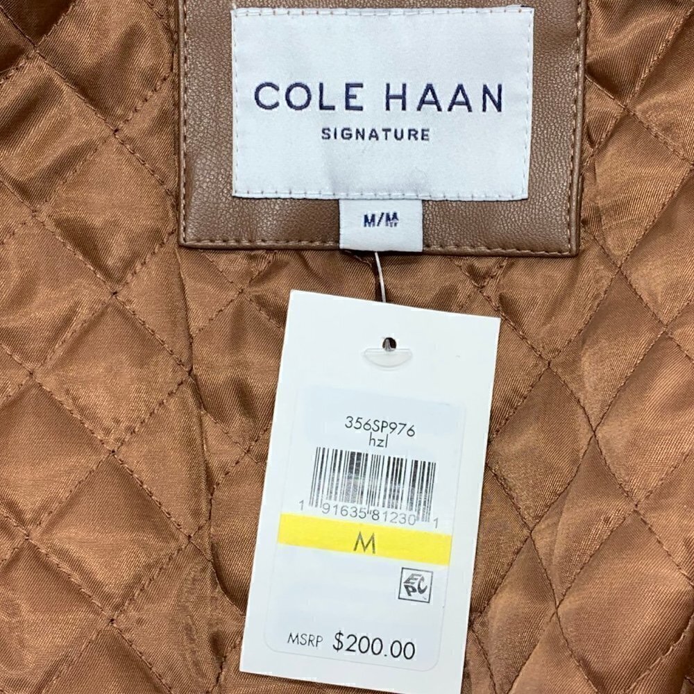 Cole Haan Signature Brown Faux Leather Jacket - Picture 4 of 6
